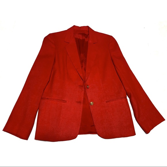 Stephen Douglas LTD Vintage Gold Buttons Fierce RED Fully Lined Blazer - Picture 14 of 14